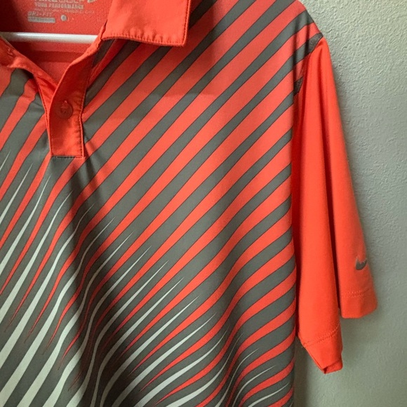 Nike Men's Polo with Diagonal Stripes in Orange and Gray - Picture 6 of 7